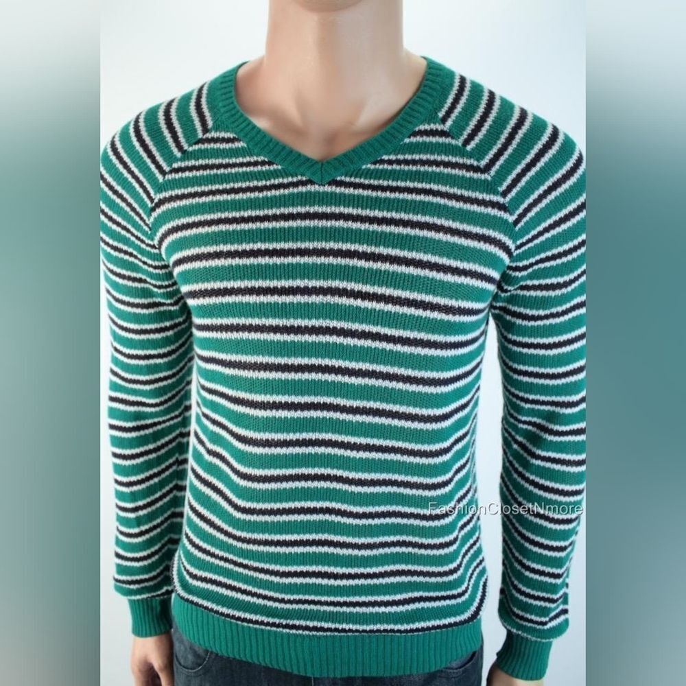 Armani Exchange Linen/Cotton Blend Striped Knit Sweater Size L